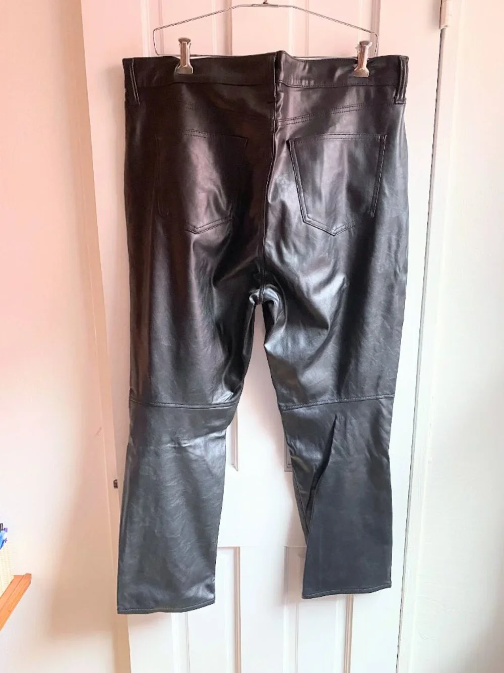Gap High Rise Faux-Leather Vintage Slim High RisePants in Black Sz 35 US 20 Plus
